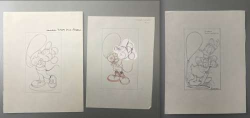Studio Disney - 3 Original drawing - Disney - Mickey & Donald (1980s) | Catawiki