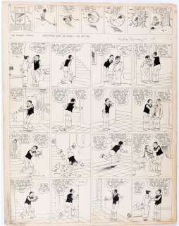 Harry TUTHILL - Striscia originale domenicale Sunday comic strip The Bungle Family. Cm. 58 x 74 (made by 2 pieces). H.J. Tuthill 1932.