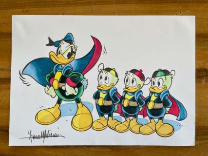 Lara Molinari | Lara Molinari - 1 Original colour drawing - Disney - "Paperinik, Qui, Quo e Qua" - 2017 | Catawiki