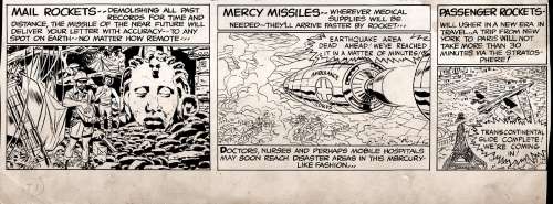 Jack Kirby, Wally Wood - sky masters bottom 1/3 sunday strip art 5-24-1959