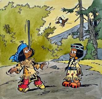 Derib - 1 Original colour drawing - Yakari - Yakari et Arc-en-Ciel - (années 1980) | Catawiki