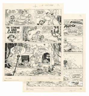 Mic Delinx (1930-2002) - La Jungle en folie - Salut la Compagnie - Du plomb dans l‘aile Encre de Chine pour ce gag en deux planches.