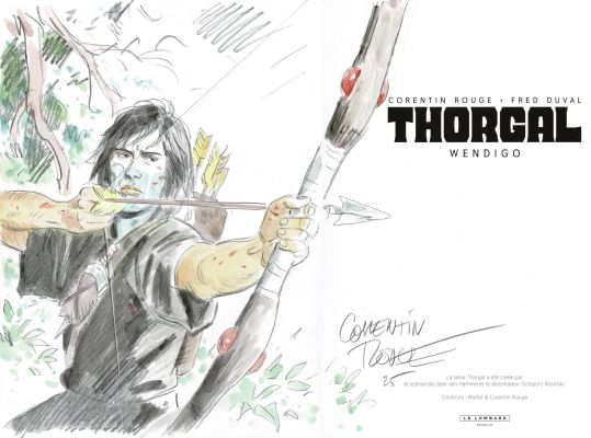 Corentin Rouge - Lot 298 - Thorgal, Wendigo en édition originale, agrémenté d’une dédicace. Proche de l’état neuf.