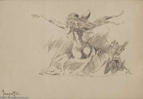 Frank Frazetta - "Awakening" Illustration Original Art (undated). A lovely and ethereal pen and ink - | Heritage