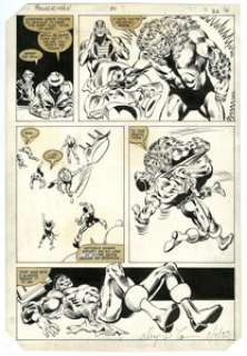 Denys Cowan and Carl Potts - Power Man #84, page 16 Original Art (Marvel, 1982). Sabretooth and Constrictor rumble -