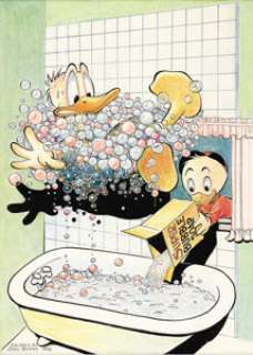 Carl Barks - Walt Disney‘s Comics and Stories #96 Unpublished Hand-Colored Cover Original Art (Dell, 1948). This -