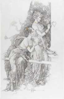 Jose Gonzalez - "Eternal Flame" Illustration Original Art (undated). Drawn in pencil on gessoed masonite -