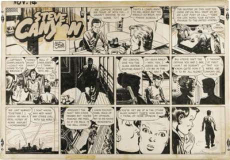 Milton Caniff - Steve Canyon Sunday Comic Strip Original Art, dated 11-14-48 (Chicago Sun-Times, 1948). Milton -
