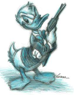 Joan Vizcarra - Donald Duck 007 - Color Pencil Drawing - Hand Signed | Catawiki