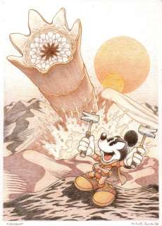 Roberto Ronchi - 1 Original colour drawing - Mickey Mouse - "Dune Mickey" - Inspired by the s.f. novel "Dune" - 2024 | Catawiki