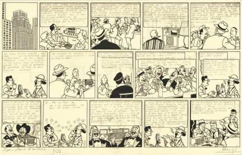 Tintin. Lithographie Planche inédite Objectif lune | BDEnchères