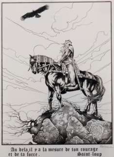 Marienne | Â«Cavalier barbareÂ». Encre de Chine sur papier calque avec légende | Tessier Sarrou