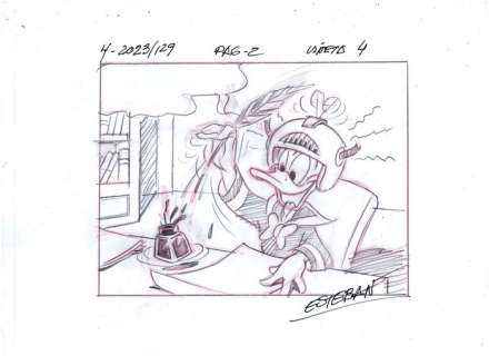 Donald Duck Esteban - H-2023-129 - Donald Poeta - 8 dessin préliminaire/2023 | Catawiki