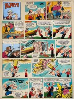 Mevin, Bill - 1 Original colour page - Popeye - Popeye and Brutus’s brutal flight - 1970