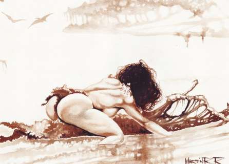Martin R.R. - Teegra: Fire and Ice – Tribute to Frank Frazetta – Wine Painting – Hand Signed by Sara Frazetta | Catawiki