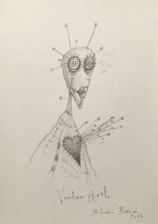 Bessoni, Stefano - 1 Original drawing - Tim Burton the eternal child of Burbank - Voodoo Girl - 2023 | Catawiki