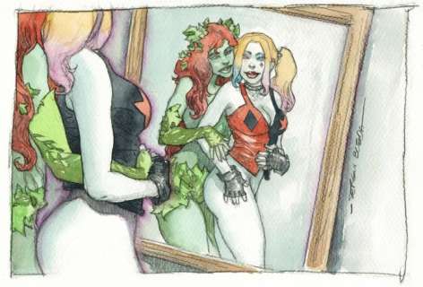 Bleda, Sergio - 1 Original colour drawing - Mirror Temptation: Harley & Ivy | Catawiki
