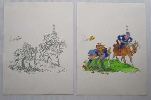 Lambil, Willy - 1 Coloring blue + épreuve - De Blauwbloezen | Catawiki