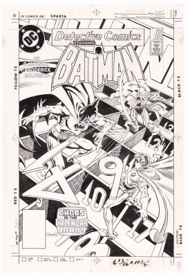 Lot 88 - PAT BRODERICK DETECTIVE COMICS #551 COMIC BOOK COVER ORIGINAL ART. | Hake’s