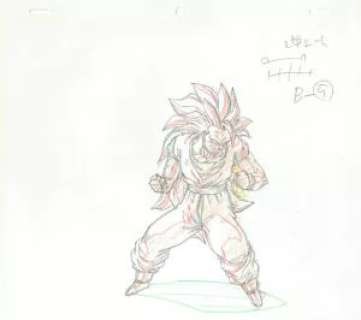 Toriyama Akira - Dragon Ball | 2293 – Dragon Ball Z – Son Goku Super Saiyan 3 – Episode 280 – Genga | La Galerie de la Bande Dessinée