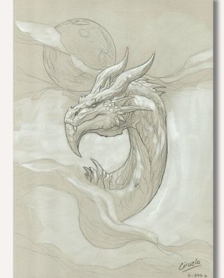 Ciruelo - 1 Œuvre originale - Dragon Head D-395b – Hand Signed | Catawiki