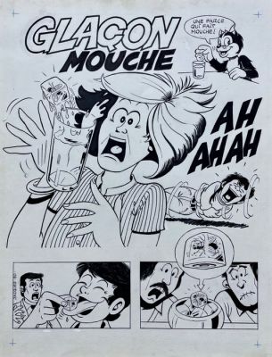 Tabary, Jacques - 1 Original drawing - Hercule - Gag "Glaçon Mouche" - 1980 | Catawiki