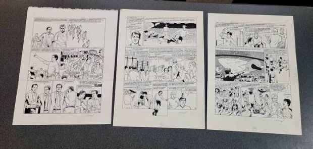 Renaud - 3 Original page - Rêve brésilien (Belgium Red Devils) - Planche originale à l’encre (x3) - 2013 | Catawiki