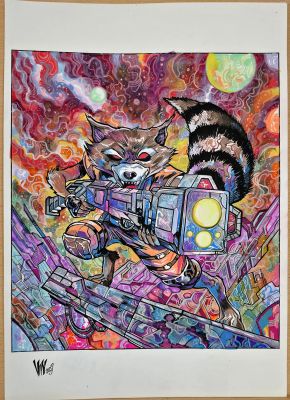 Continue shopping - ROCKET RACCOON MARVEL SNAP (VINCENZO RICCARDI ORIGINAL ART)