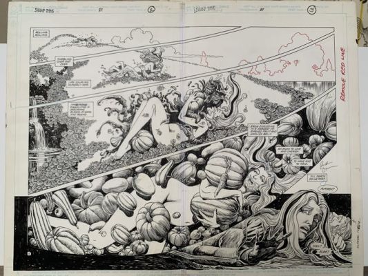 Rick Veitch (signed), Alfredo Alcala - 1 Original page - Swamp Thing - double splash - 1981