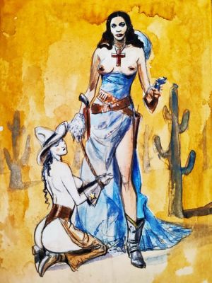 Rotundo, Massimo - 1 Illustration originale - Far West - "Millie Mix e Naomi" | Catawiki
