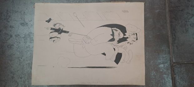 Dubout, Albert - 1 Original drawing - "Allons, assez plaisanté ! Suivez moi au poste de Police !.." | Catawiki
