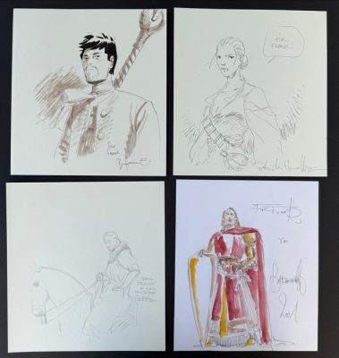 Matthieu Bonhomme - Patrick Henaff - Francisco Ruiz Velasco - Sabine Weiß - 4 Original drawing - 4 schöne Illustrationen bekannter Comiczeichner