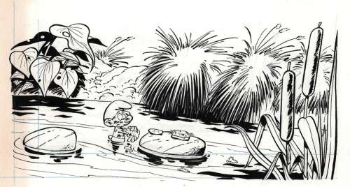 Peyo | Les Schtroumpfs, illustration à l’encre de Chine… | Millon