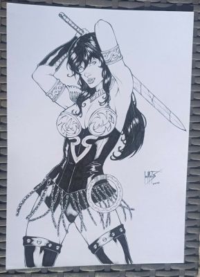 Léo Matos - 1 Original drawing - Xena la Guerrière | Catawiki
