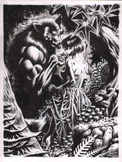 Kyle Hotz - Little Red Riding Hood & Big Bad Wolf Nsfw Art - Signed - 2017