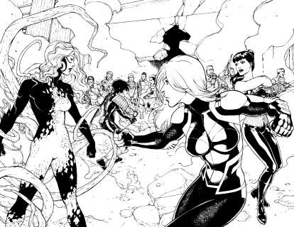 Javi Pina | Birds of Prey (Poison Ivy, Black Canary, Stacey, Katana) | ComicArtFans Classifieds