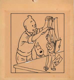 Hergé | Tintin, illustration à l’encre de Chine et… | Millon