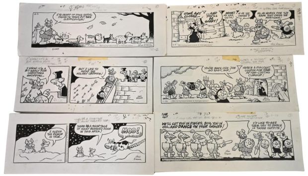 Lot 61 - 11 Chris Browne, Hagar the Horrible Daily Comic Strip Original Art Ink on paper, eleven original multi-panel daily… | misc / divers