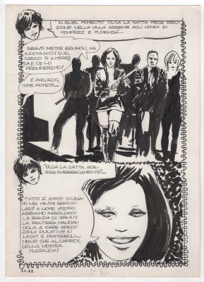 Milo Manara | Tavola originale per Genius 21. Cm. 25 x 35. Anno di esecuzione 1970. Pag. 82 | Art e Fumetto