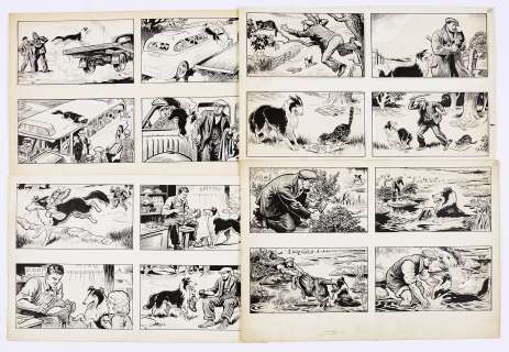 Black Bob: 4 original 4-panel artworks (1950s) by Jack Prout for The Dandy/Black Bob books | Comic Book Auctions ltd