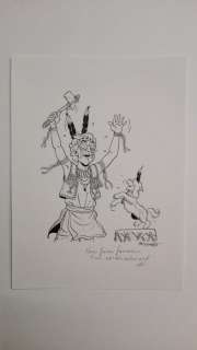 Tibet | Illustration Ã  l’encre de Chine réprésentant un homme déguisé  - (1997) | Catawiki