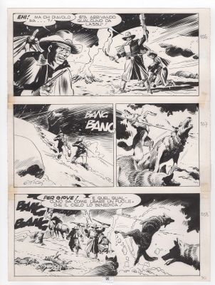 Giovanni Ticci | Tavola originale per Tex 271 ‘Bandoleros!’. Cm. 25 x 34,5. SBE 1983. Pag. 90. Firmata | Art e Fumetto