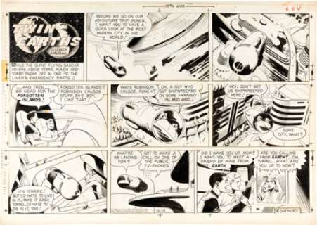Al McWilliams Twin Earths Sunday Comic  Strip Original Art dated 12-13-53 (United Feature Syndicate,  1953). ...
