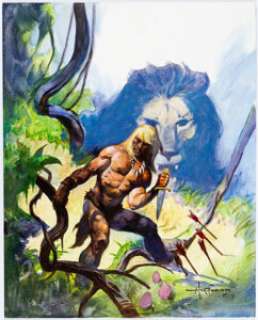 Mike Hoffman - Tarzan Painting Original Art (2017). The Lord of the Apes looks pretty fierce on this oil over - | Heritage
