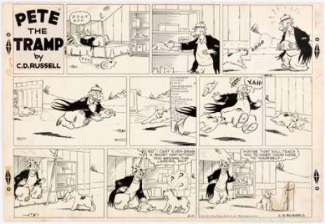 C. D. Russell Pete the Tramp Sunday Comic Strip Original Art dated 8-14-55 (King Features Syndicate, 1955).... | Heritage