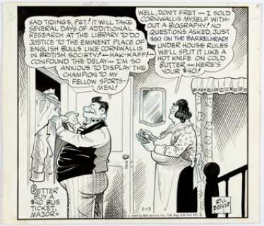 Bill Freyse Our Boarding House with Major Hoople Daily Comic Strip Original Art dated 5-15-59 (Newspaper Enterpris...