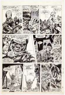 Tom Sutton Planet of the Apes #23 Story Page 6 Original Art (Marvel, 1976). A dramatic confrontation brews on this - | Heritage