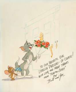 William Hanna and Joseph Barbera Tom & Jerry for Louella Parsons Unique Original Art Inscribed (c. 1940s-50s).... | Heritage
