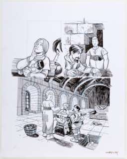  - Linda Medley Castle Waiting V2#7 Panel Page and Preliminary Original Art (Fantagraphics, 2007).... (Total: 2 Original Art)