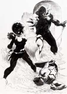  - Tom Grindberg "Down For The Count" Homage to Frank Frazetta‘s Famous Funnies Covers Illustration Origi...